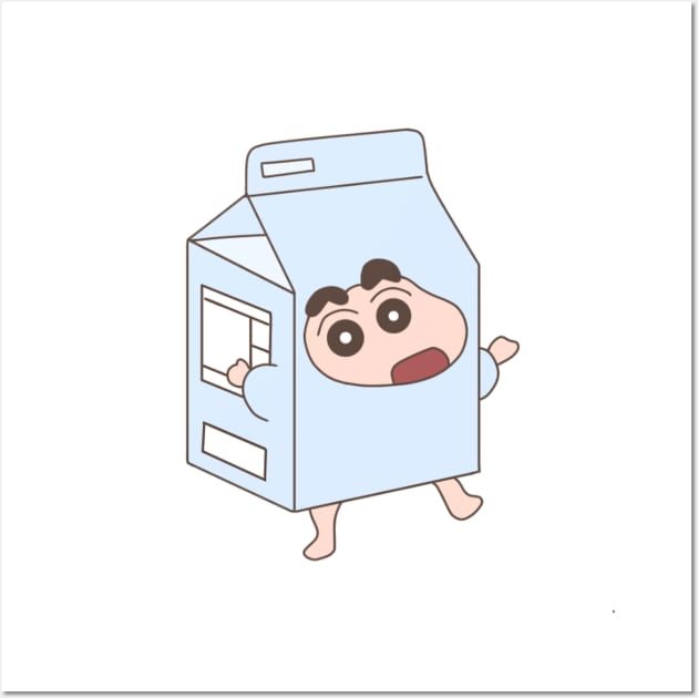 Crayon Shin-chan in a milk carton Wall Art by Little Dreams